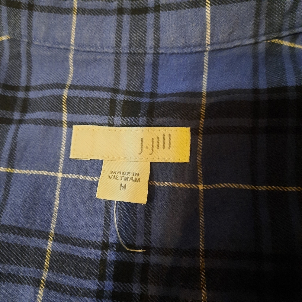 J.Jill Blue Flannel Button Up Size M - Picture 2 of 6